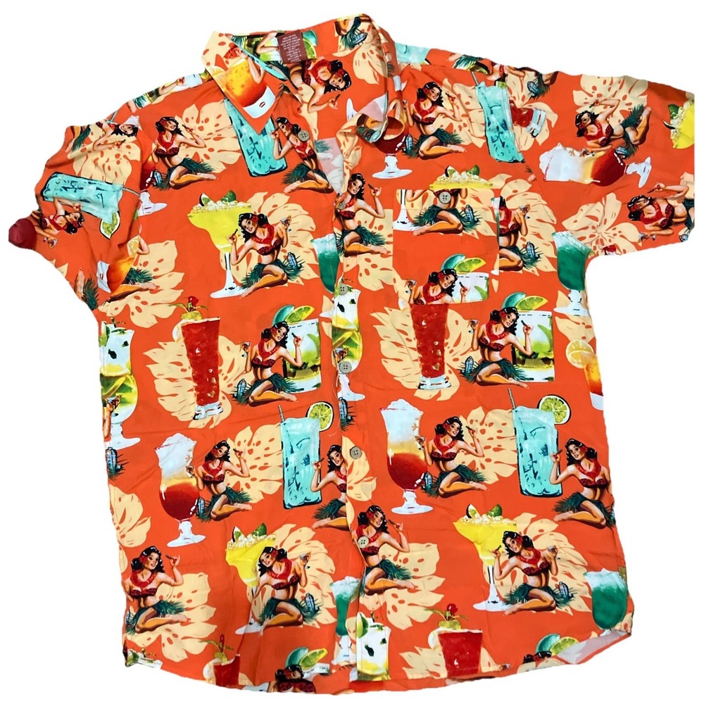 Junction West Hawaiian Mens XL Aloha Shirt Girls Girls Girls & Cocktails